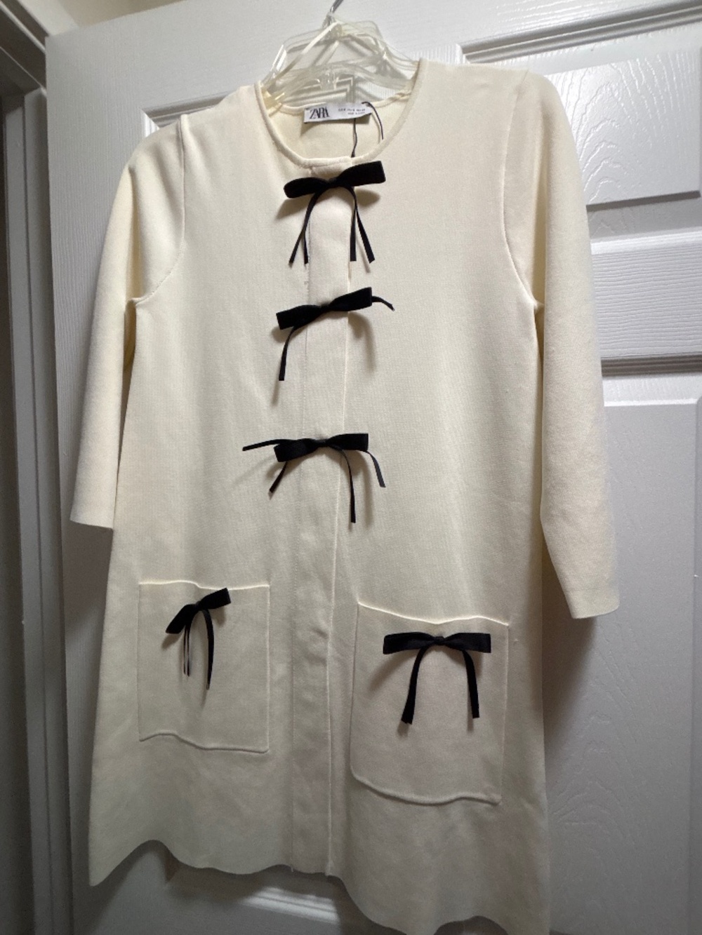 Zara white bow tie dress